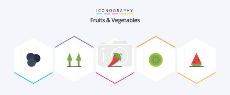 Illustration for Fruits and Vegetables 25 Flat icon pack including food. vegetable. food. gorki. cucumber - Royalty Free Image