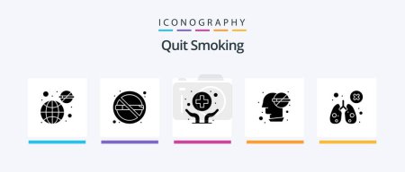Téléchargez les illustrations : Quit Smoking Glyph 5 Icon Pack Including health. brain. cigarette. service. medicine. Creative Icons Design - en licence libre de droit