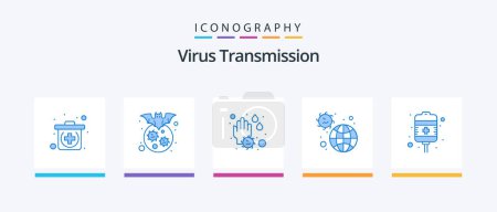 Illustration for Virus Transmission Blue 5 Icon Pack Including recovery. pandemic. hand. infection. disease. Creative Icons Design - Royalty Free Image