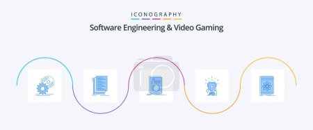 Illustration for Software Engineering And Video Gaming Blue 5 Icon Pack Including sport. awards. files. script. file - Royalty Free Image