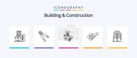Téléchargez les illustrations : Building And Construction Line 5 Icon Pack Including real. building. construction. tiny. measure. Creative Icons Design - en licence libre de droit