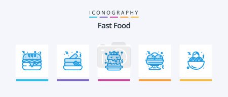 Illustration for Fast Food Blue 5 Icon Pack Including . food. food%d. spaghetti. Creative Icons Design - Royalty Free Image
