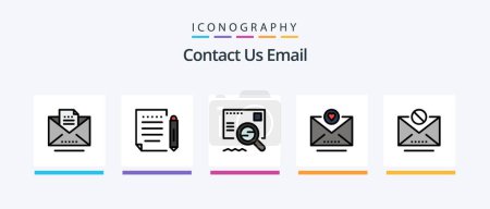 Illustration for Email Line Filled 5 Icon Pack Including email. setting. email. star. favorite. Creative Icons Design - Royalty Free Image