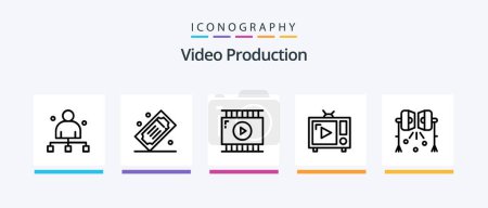 Ilustración de Video Production Line 5 Icon Pack Including photography. antique camera. speaker. head. chief. Creative Icons Design - Imagen libre de derechos