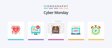 Ilustración de Cyber Monday Flat 5 Icon Pack Including discount. discount. discount. sale. discount. Creative Icons Design - Imagen libre de derechos