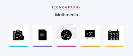Ilustración de Multimedia Glyph 5 Icon Pack Including . geography. schedule. calendar. Creative Icons Design - Imagen libre de derechos