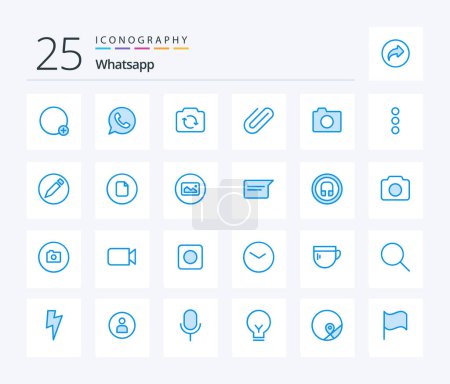 Ilustración de Whatsapp 25 Blue Color icon pack including image. add. camera. clip. attachment - Imagen libre de derechos