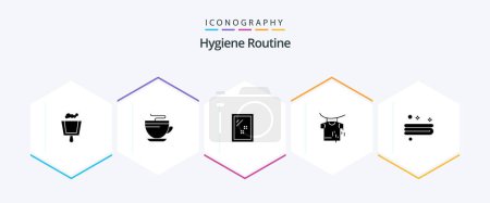 Illustration for Hygiene Routine 25 Glyph icon pack including . cleaning. mirror. clean. drying - Royalty Free Image