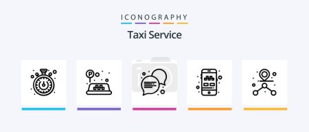 Téléchargez les illustrations : Taxi Service Line 5 Icon Pack Including . online cab booking. mobile. book cab. conversation. Creative Icons Design - en licence libre de droit