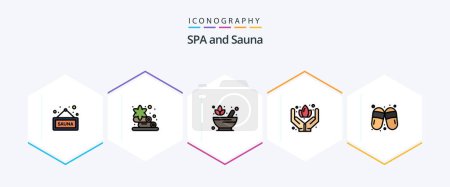 Illustration for Sauna 25 FilledLine icon pack including slippers. woman. pharmacy. sandal. care - Royalty Free Image