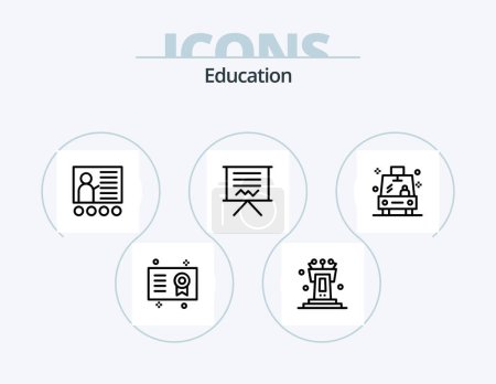 Illustration for Education Line Icon Pack 5 Icon Design. vehicle. shuttle. school. physics. molecule - Royalty Free Image