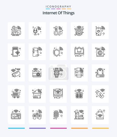 Illustration for Creative Internet Of Things 25 OutLine icon pack  Such As phone. smart. healthcare. remote. cctv - Royalty Free Image