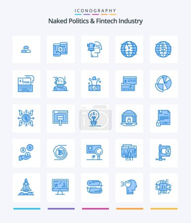 Ilustración de Creative Naked Politics And Fintech Industry 25 Blue icon pack  Such As cryptocurrency. bitcoin. peer to peer. future of money. protection - Imagen libre de derechos