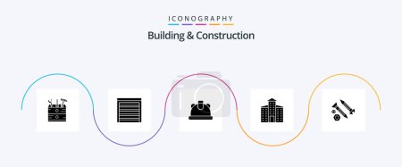 Téléchargez les illustrations : Building And Construction Glyph 5 Icon Pack Including tool. building. building. screws. city - en licence libre de droit
