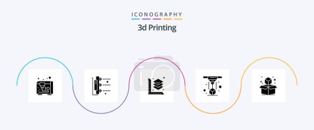Ilustración de 3d Printing Glyph 5 Icon Pack Including cube. laser. scaled. printing. modeling - Imagen libre de derechos