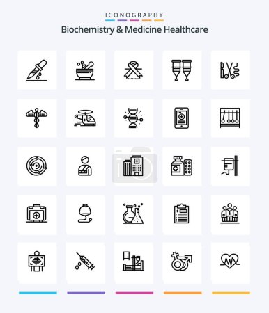 Téléchargez les illustrations : Creative Biochemistry And Medicine Healthcare 25 OutLine icon pack  Such As instruments. syringe. cancer. medical. blood - en licence libre de droit