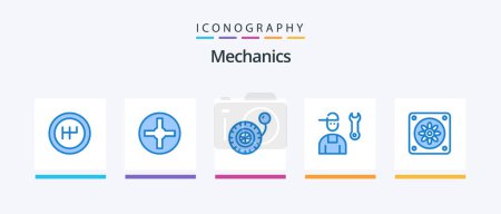 Illustration for Mechanics Blue 5 Icon Pack Including . avatar. fan. service. Creative Icons Design - Royalty Free Image