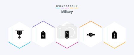 Illustration for Military 25 Glyph icon pack including military. grade. star. striped. military - Royalty Free Image