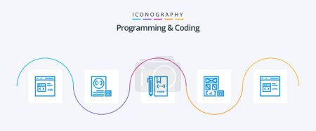 Téléchargez les illustrations : Programming And Coding Blue 5 Icon Pack Including develop. app. development. file. develop - en licence libre de droit