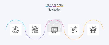Illustration for Navigation Line 5 Icon Pack Including search. man. find. location. monitor - Royalty Free Image