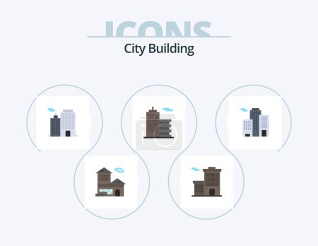 Ilustración de City Building Flat Icon Pack 5 Icon Design. office. building. business. office. business - Imagen libre de derechos