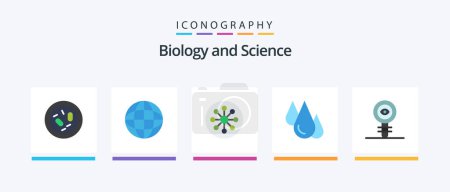 Ilustración de Biology Flat 5 Icon Pack Including learn. biology. global. laboratory. cell. Creative Icons Design - Imagen libre de derechos