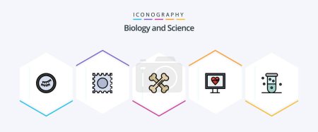 Illustration for Biology 25 FilledLine icon pack including . laboratory. heart. chemistry. biology - Royalty Free Image