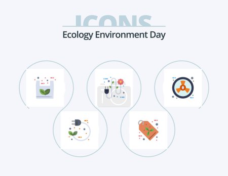 Téléchargez les illustrations : Ecology Flat Icon Pack 5 Icon Design. eco. electrical plug. tag. ecology. shopping - en licence libre de droit