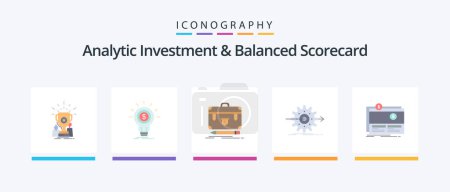 Illustration for Analytic Investment And Balanced Scorecard Flat 5 Icon Pack Including work. performance. money. portfolio. financial. Creative Icons Design - Royalty Free Image
