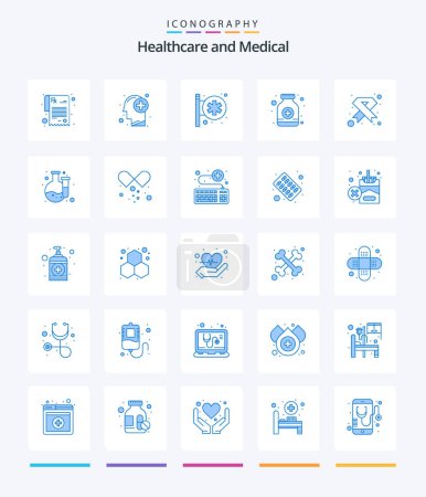 Téléchargez les illustrations : Creative Medical 25 Blue icon pack  Such As hiv. aids. hospital signboard. medicine. syrup - en licence libre de droit