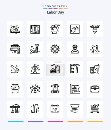 Illustration for Creative Labor Day 25 OutLine icon pack  Such As clean . . fix . spanner. architect - Royalty Free Image