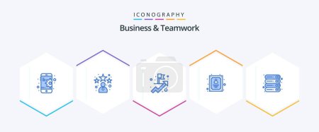 Illustration for Business And Teamwork 25 Blue icon pack including server. device. business. data. employee - Royalty Free Image