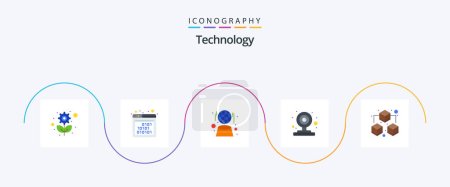 Illustration for Technology Flat 5 Icon Pack Including data. video camera. digital. webcam. camera - Royalty Free Image