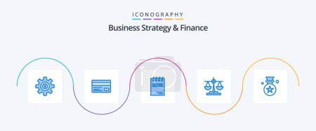 Ilustración de Business Strategy And Finance Blue 5 Icon Pack Including scale. justice. back. balance. paper - Imagen libre de derechos