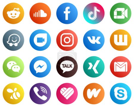 Téléchargez les illustrations : 20 Versatile Social Media Icons such as instagram. waze. douyin and google meet icons. Minimalist and customizable - en licence libre de droit
