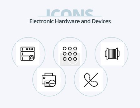 Ilustración de Devices Line Icon Pack 5 Icon Design. broadcast. phone. eye. pc. devices - Imagen libre de derechos