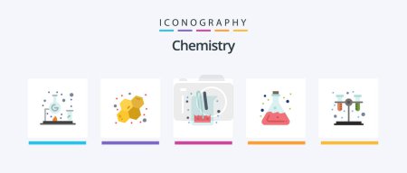 Téléchargez les illustrations : Chemistry Flat 5 Icon Pack Including chemistry. acid. medicine. tube. chemistry. Creative Icons Design - en licence libre de droit