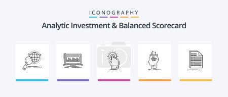 Ilustración de Analytic Investment And Balanced Scorecard Line 5 Icon Pack Including file. bill. looking. work. productivity. Creative Icons Design - Imagen libre de derechos