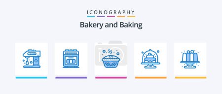 Illustration for Baking Blue 5 Icon Pack Including cakes. baking. cooking. baked. pie. Creative Icons Design - Royalty Free Image