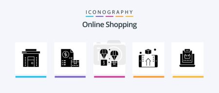 Ilustración de Online Shopping Glyph 5 Icon Pack Including money. box. money. parachute. exchange. Creative Icons Design - Imagen libre de derechos