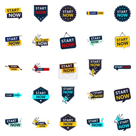 Ilustración de 25 Professional Typographic Designs for a refined starting message Start Now - Imagen libre de derechos