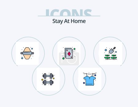 Téléchargez les illustrations : Stay At Home Line Filled Icon Pack 5 Icon Design. copywriting. online library. education. tutorials. education - en licence libre de droit