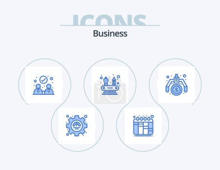 Téléchargez les illustrations : Business Blue Icon Pack 5 Icon Design. . money. collaboration. making. networking - en licence libre de droit