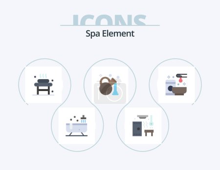 Illustration for Spa Element Flat Icon Pack 5 Icon Design. service. spa. bed. oil. wellness - Royalty Free Image
