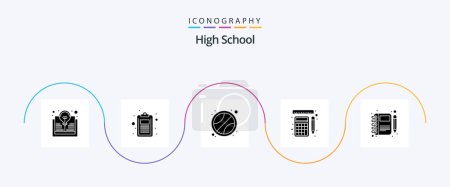 Illustration for High School Glyph 5 Icon Pack Including moleskin. calculation. test. rulers. measurement - Royalty Free Image
