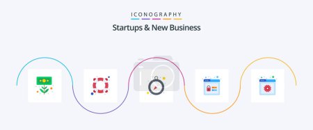 Téléchargez les illustrations : Startups And New Business Flat 5 Icon Pack Including secure. lock. lifebuoy. account. deadline - en licence libre de droit