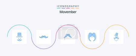 Illustration for Movember Blue 5 Icon Pack Including . male. hat. movember - Royalty Free Image