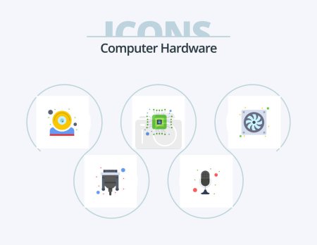 Illustration for Computer Hardware Flat Icon Pack 5 Icon Design. computer. micro. talk. computer. webcam - Royalty Free Image