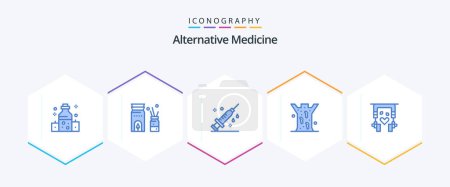 Ilustración de Alternative Medicine 25 Blue icon pack including music. medical. healthcare. leech. entomology - Imagen libre de derechos