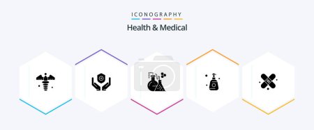 Illustration for Health And Medical 25 Glyph icon pack including medical. sprayer. flask. spray. bottle - Royalty Free Image